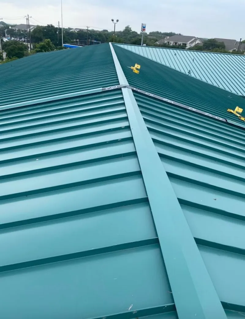Green commercial metal roof ridge and valley for Metal Roof Repair in West Lampeter